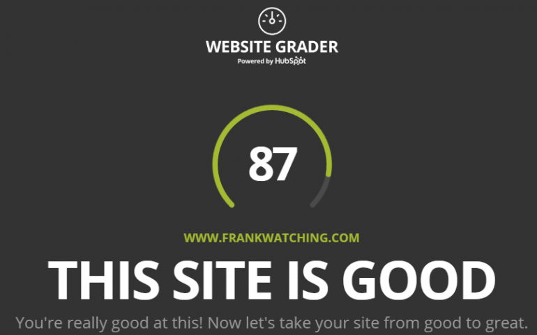 Website grader - your website is good - siteproject marketing van HubSpot